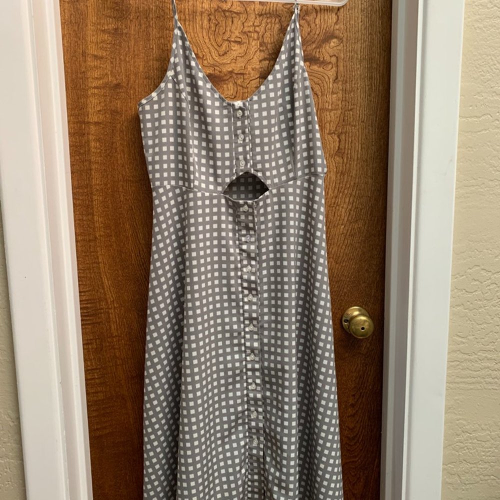 Maxi Cutout Checkered Dress
